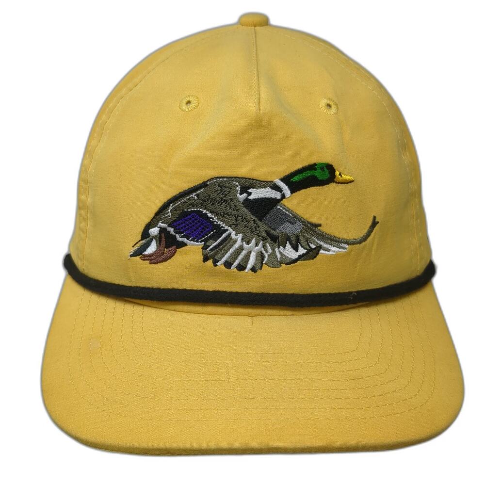 Duck Camp 5 Panel Yellow One Size Mallard Duck Rope Hat Snapback Hunting Outdoor